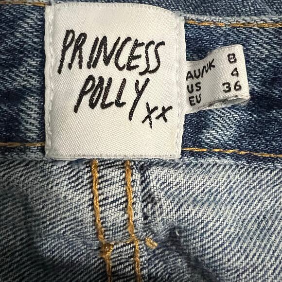 Princess Polly Asymmetrical Cross Over Denim Jeans - Picture 6 of 7